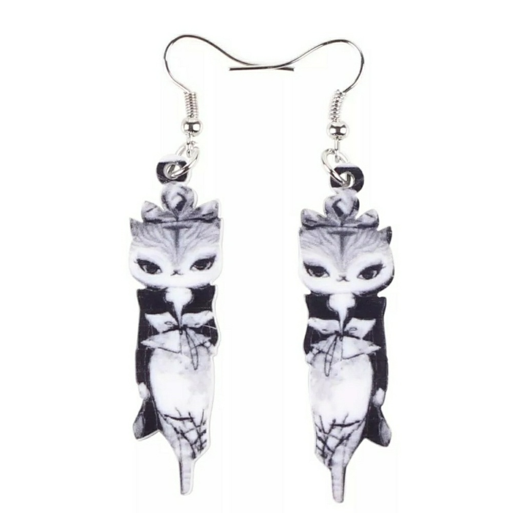 Grey fox bonsny acrylic earrings